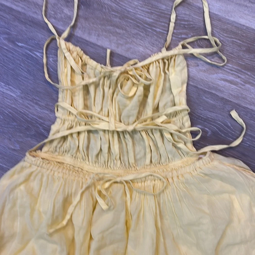 Free People Taking Sides Yellow Ruffled Mini Dress - Picture 10 of 16
